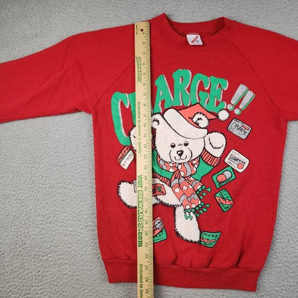 Vtg Christmas Sweater Medium Bear Funny Humor Crewneck 90's Holiday Cotton Blend - Picture 6 of 12